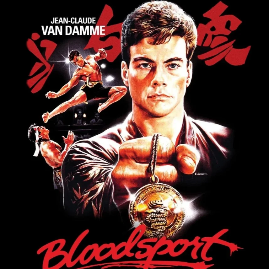 Filmplakat des Martial-Arts-Films Bloodsport mit Jean-Claude Van Damme