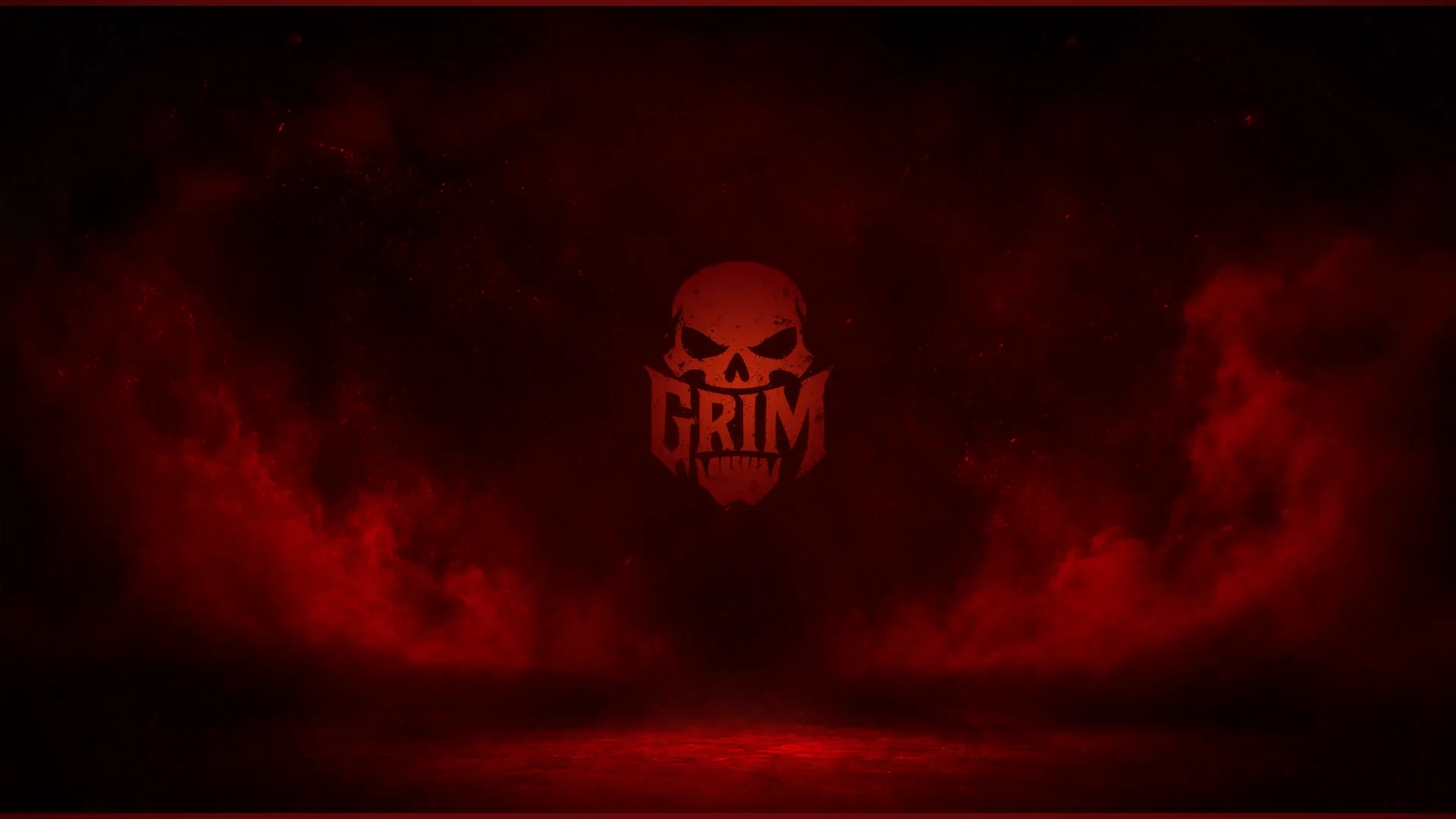 GRIM-Logo in rotem Nebel